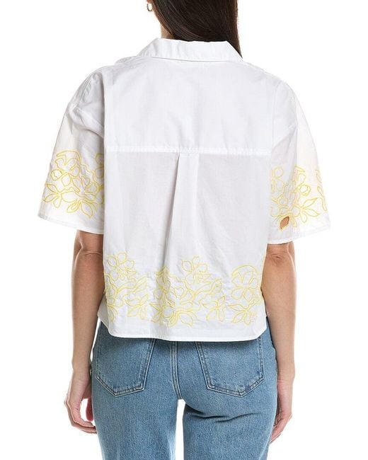 NVLT White Embroidered Poplin Top