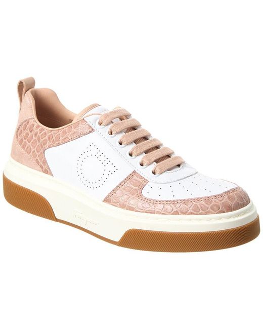 Ferragamo White Cassina Low Leather Sneaker