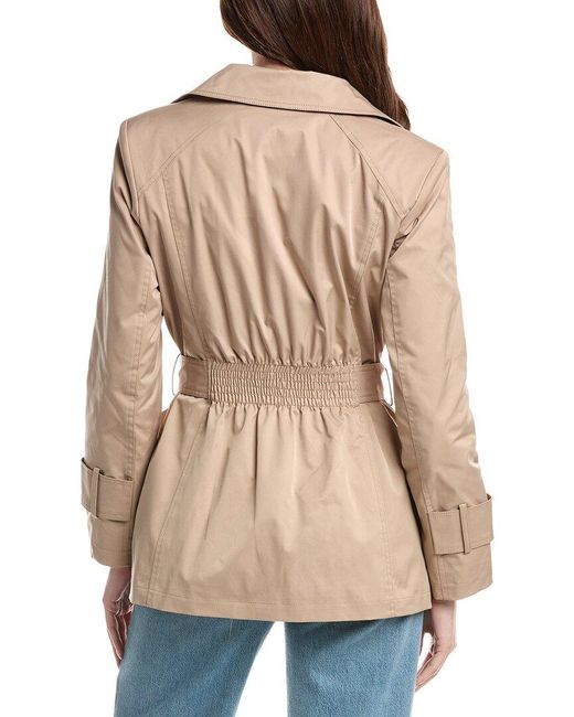 Sam Edelman Natural Double-Breasted Short Trench Coat