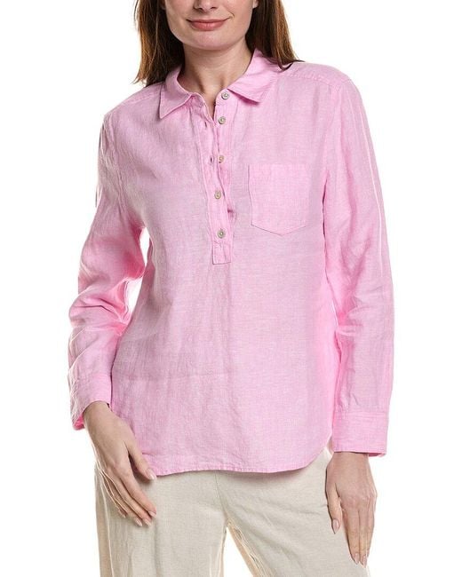 Tommy Bahama Pink Coastalina Linen Popover Shirt
