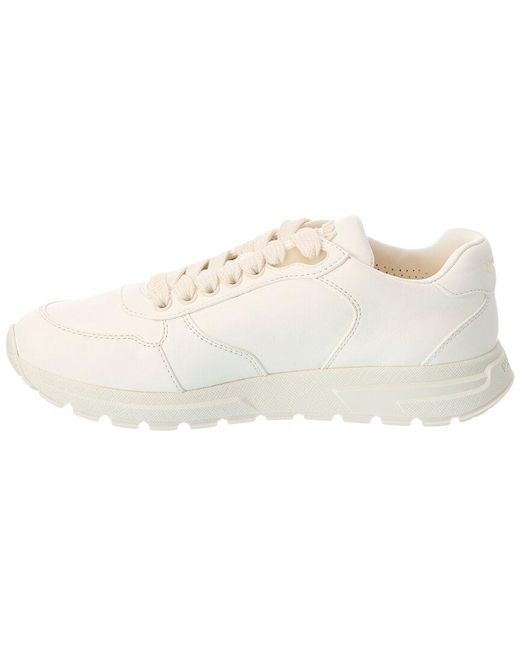 Prada White Logo Leather Sneaker