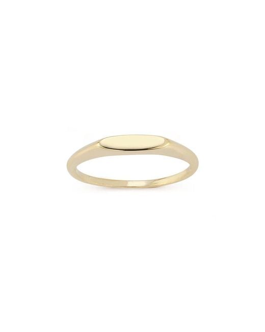 Italian Gold White 14K Flat Dome Signet Ring