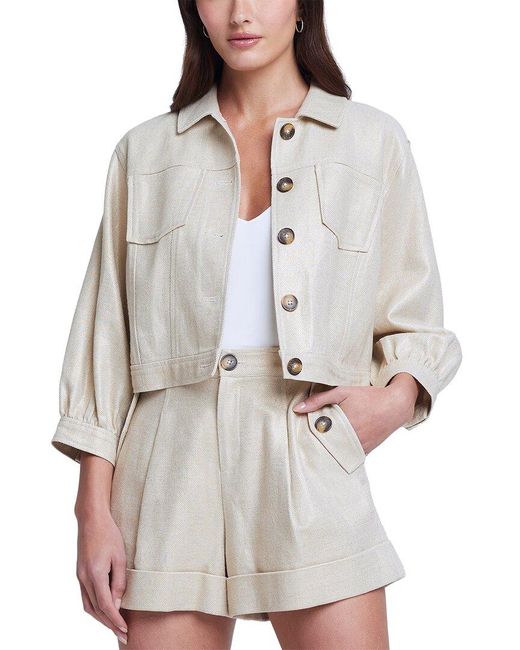 L'Agence Gray Cruz Crop Utilitarian Linen-blend Jacket