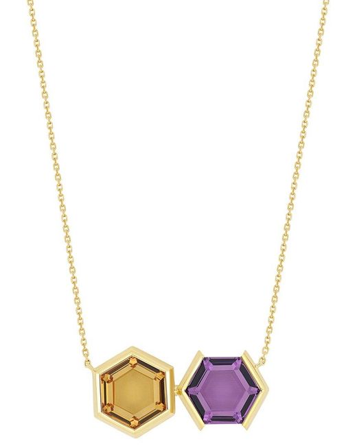 Bony Levy Metallic 14K Color 14K 7.99 Ct. Tw. 2 Amethyst Pendant Necklace
