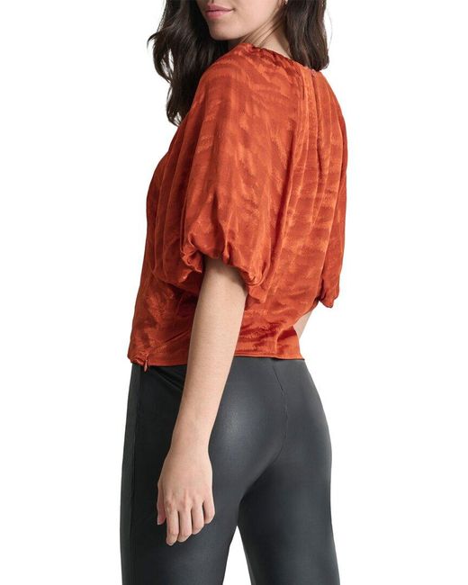 DKNY Red Bubble Sleeve Top