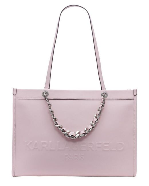 Karl Lagerfeld Pink Karl Laggerfeld Savoie Leather Tote