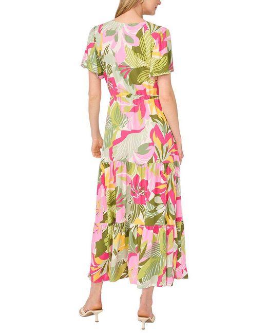 Vince Camuto White Cap Sleeve Tiered Maxi Dress