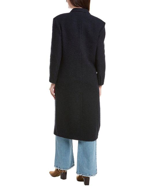 Sandro Black Boucle Wool & Alpaca-Blend Coat