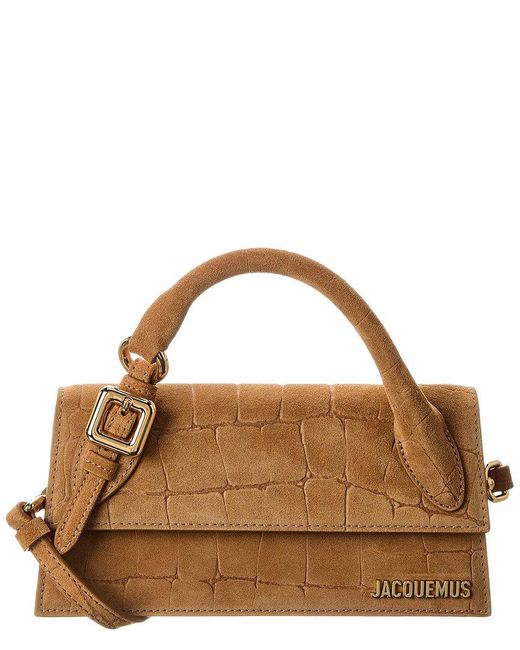 Jacquemus Brown Le Chiquito Long Croc-Embossed Suede Shoulder Bag
