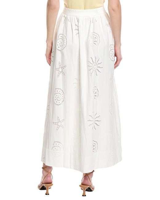 Seraphin White Embroidered Maxi Skirt