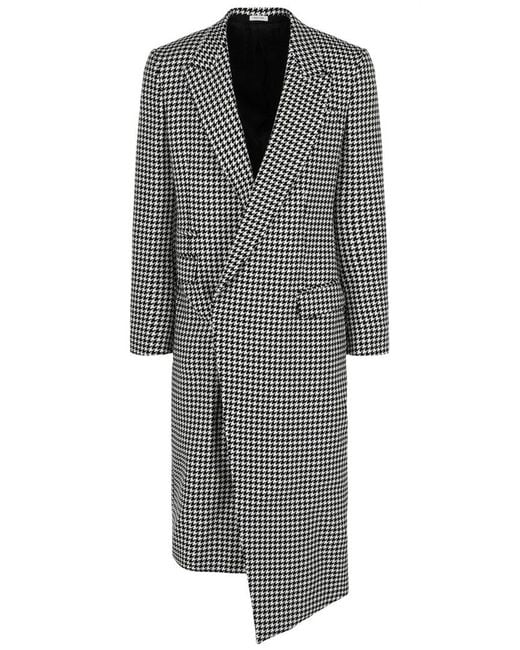 Alexander McQueen Gray Asymmetric Wool Coat for men
