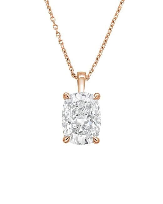 Diana M White Diana M. 14K Rose 15.00 Ct. Tw. Lab-Grown Diamond Solitaire Pendant