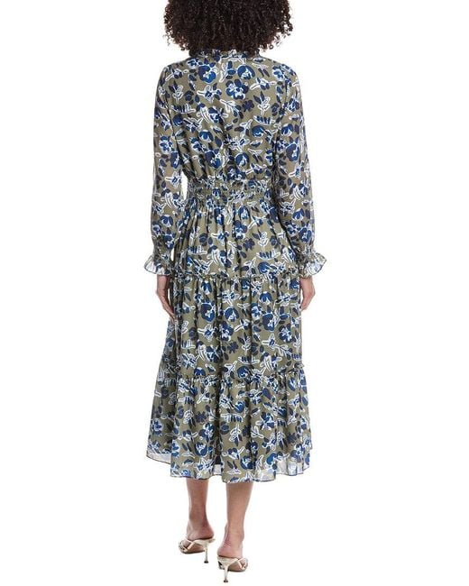 Sail To Sable Blue Smocked Waist Midi Dress