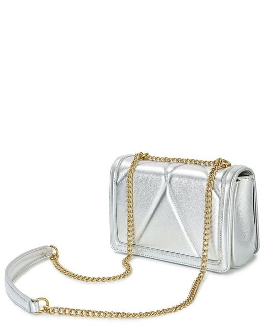 Tiffany & Fred Paris Gray Metallic Quilted Leather Shoulder Bag