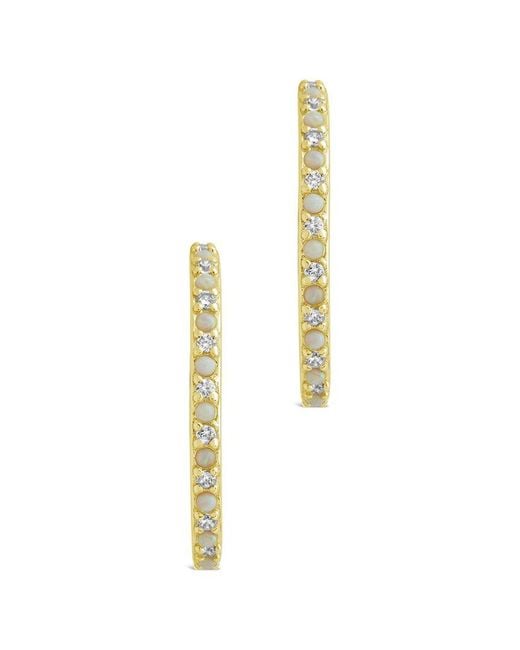 Sterling Forever Metallic 14k Plated Created Opal Cz Lorna Earrings