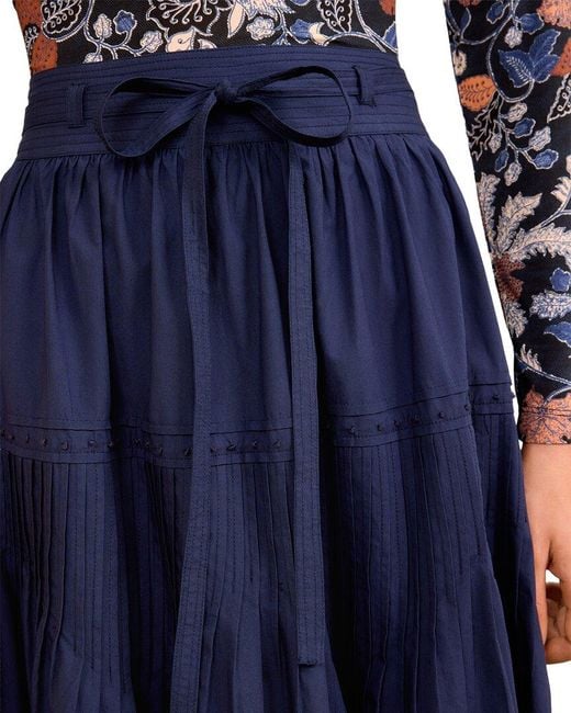 Ulla Johnson Blue Blythe Drop Waist Midi Skirt