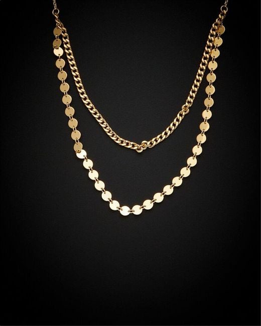 Italian Gold Black 14k Disc Layered Necklace