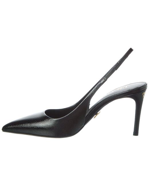 Prada Black Logo Leather Slingback Pump