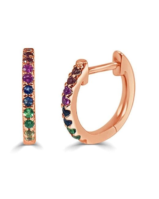 Sabrina Designs Pink 14k 0.18 Ct. Tw. Multicolored Sapphire Huggie Earrings