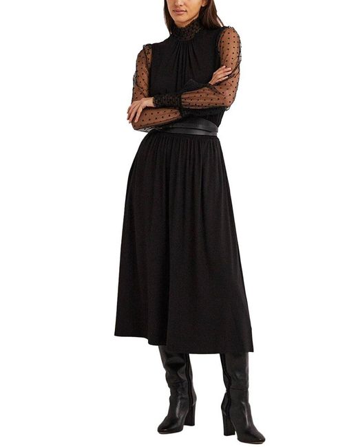 Boden Black Tulle Sleeve Midi Party Dress