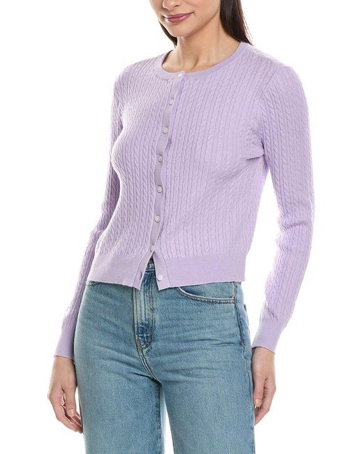 French Connection Purple Cable Knit Cardigan