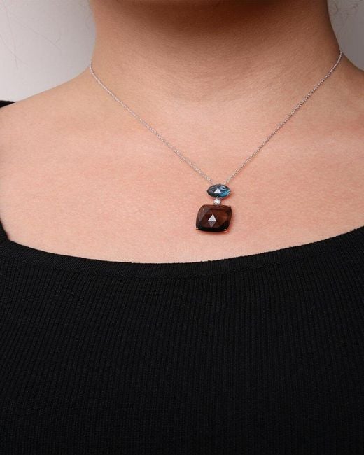 Haus of Brilliance Metallic 18K & Rose 23.Ct. Tw. Diamond & Quartz, Topaz Pendant Necklace
