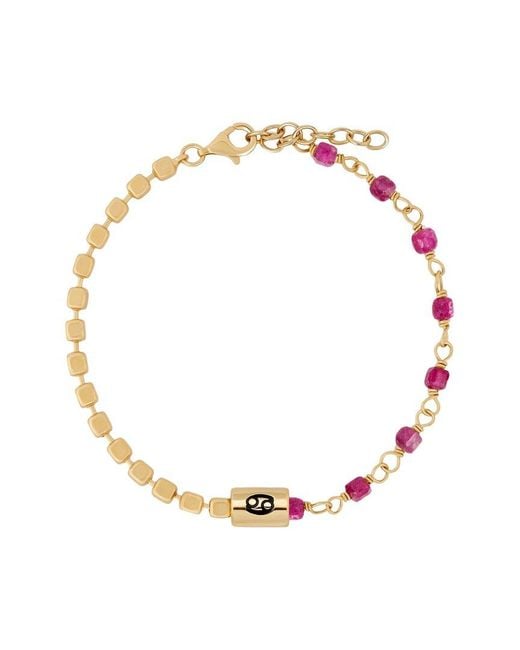 Karma and Luck Metallic Zodiac Plated Ruby Beaded Bracelet