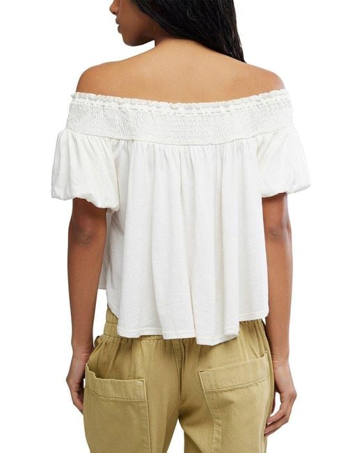 Free People White Mabel Knit Top