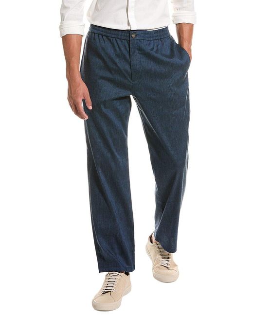 Ted Baker Blue Linen-Blend Straight Leg Pant for men