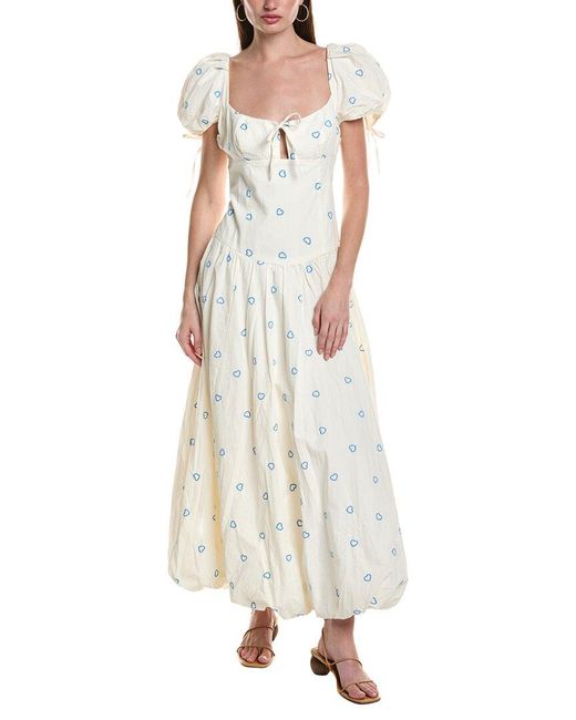 Free People White Bali Sprinkled Heart Maxi Dress
