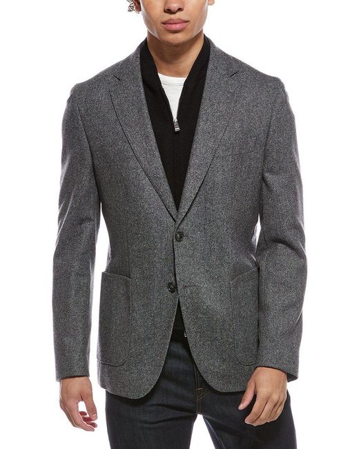 Boss Gray Hutson Wool-Blend Blazer for men