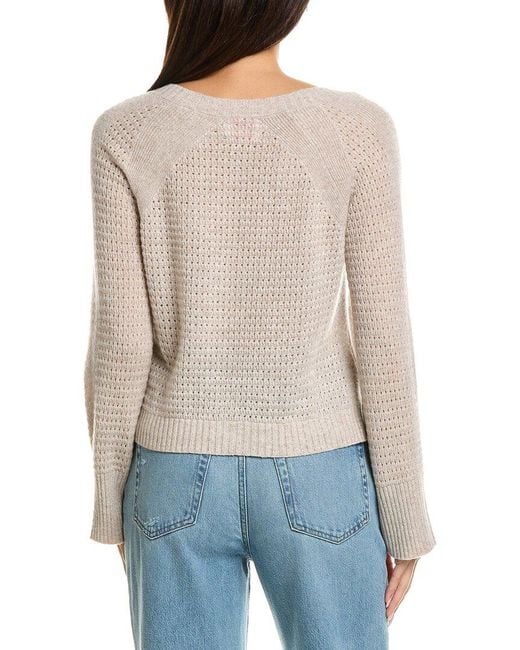 Brodie Cashmere Natural Natalie Deep V Cashmere Cardigan