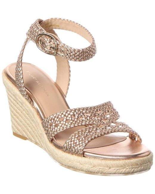 Stuart Weitzman Metallic Briar Leather Espadrille Wedge