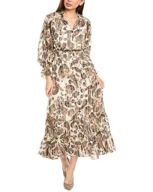 Vince Camuto Natural Smocked Maxi Dress
