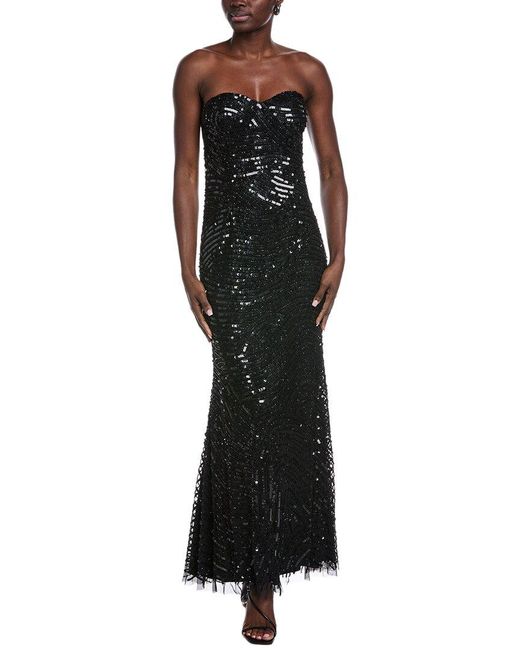 Aidan Mattox Black Embellished Gown