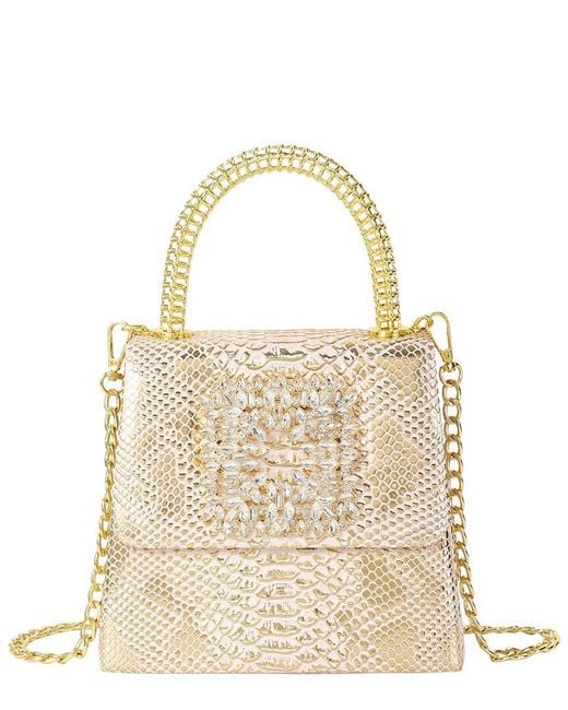 Tiffany & Fred Paris Metallic Embossed Mini Leather Satchel