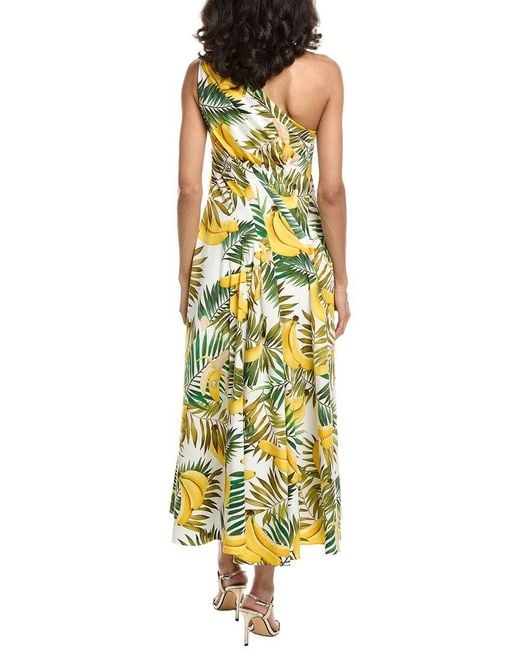 Oscar de la Renta Yellow Banana One-Shoulder Dress