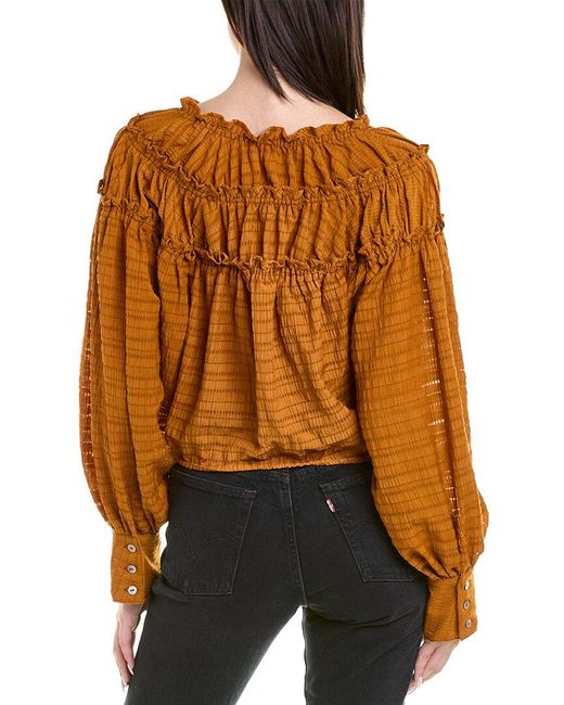 Free People Orange Hailey Blouse