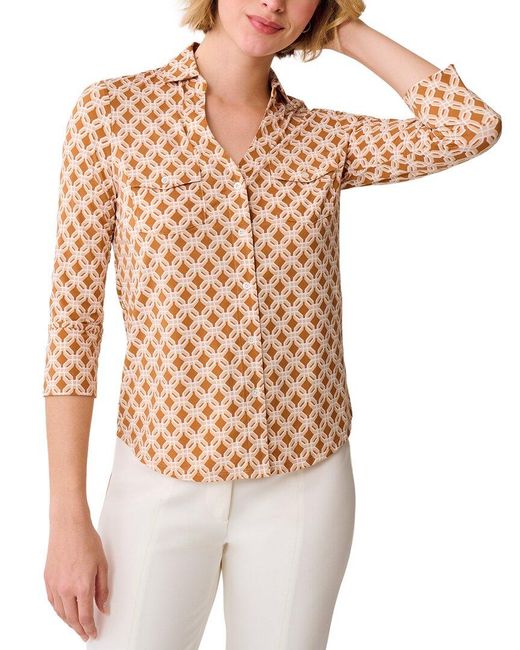 J.McLaughlin White Brynn Linen-Blend Top