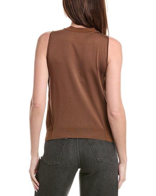 Akris Brown Linen & Silk-Blend Knit Sweater Vest
