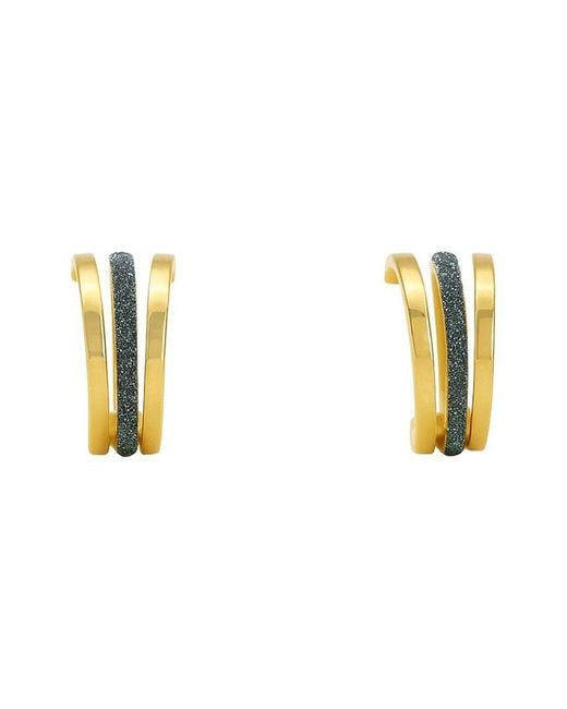 Maitre De Diamant Metallic 18K Triple Curve Stardust Hoop Earrings