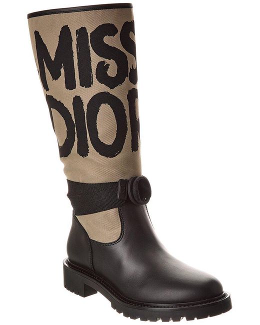 Dior Black D-Major Canvas & Leather Knee-High Boot