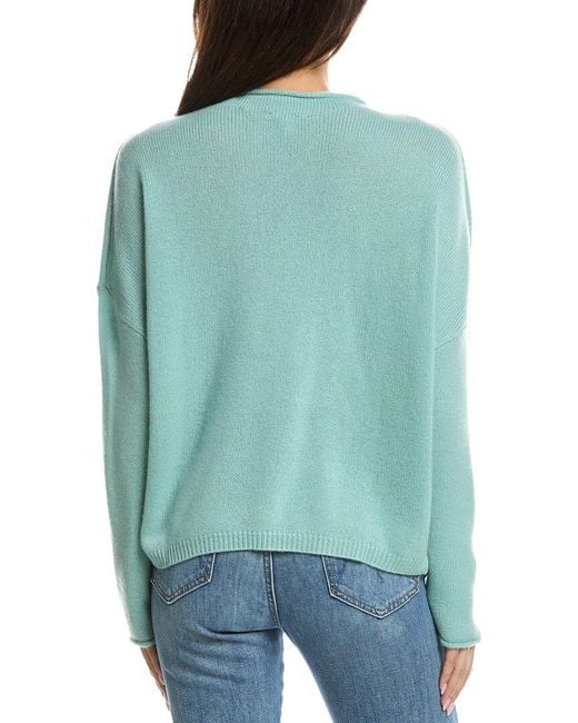 Forte Blue Slouchy Roll Trim Cashmere Pullover
