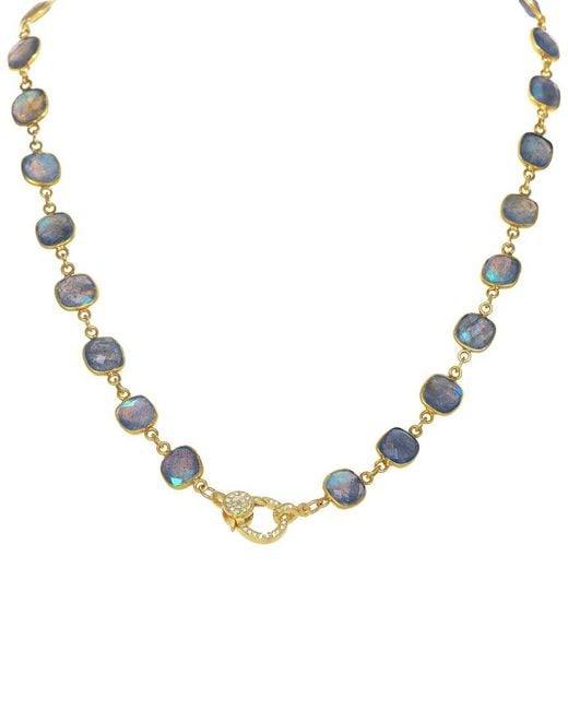 Margo Morrison Metallic 18K 0.57 Ct. Tw. Diamond & Faceted Labradorite Necklace
