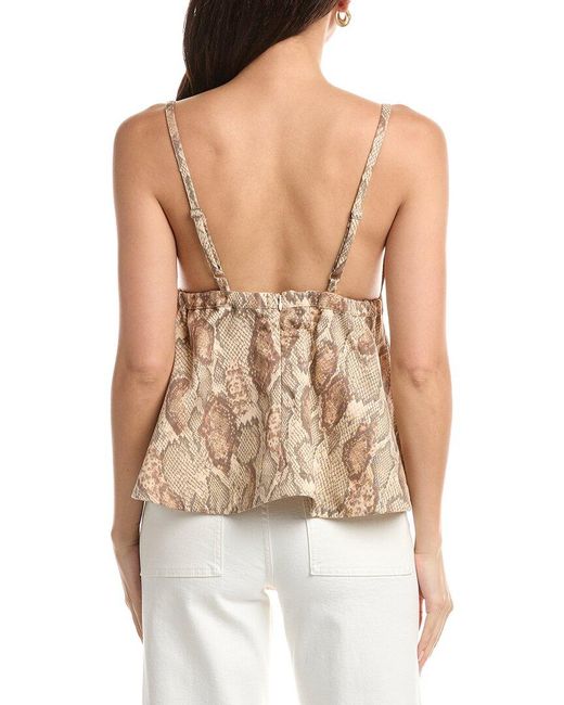 AFRM Natural Declan Deep V-Neckline Peplum Top