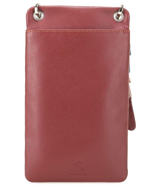 Mywalit Red Leather Travel Neck Purse