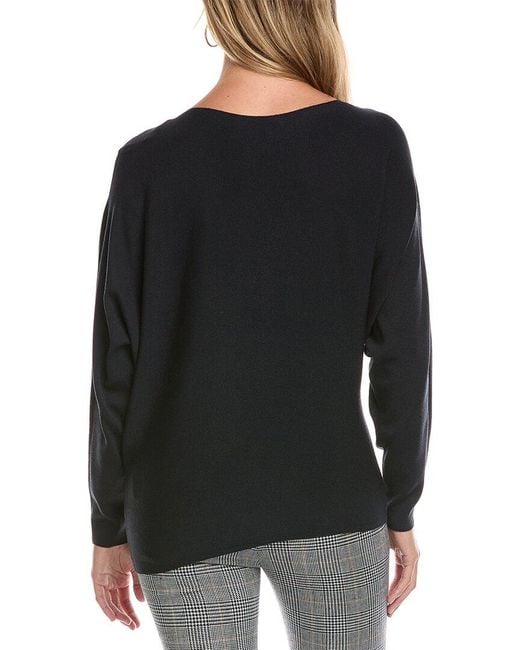 Lafayette 148 New York Black Asymmetric Dolman Silk-blend Sweater