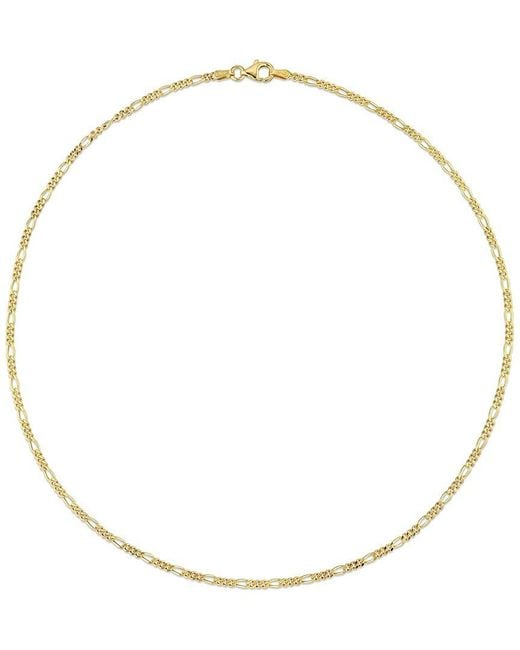 Italian Silver Metallic 18K Over Figaro Chain Necklace