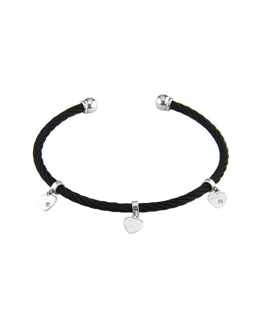 Diamond Select Cuts White Heart 14K & Stainless Steel 0.02 Ct. Tw. Diamond Bangle Bracelet