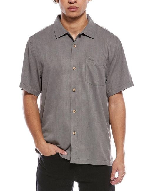 Tommy Bahama Gray Coastal Breeze Check Silk-Blend Shirt for men